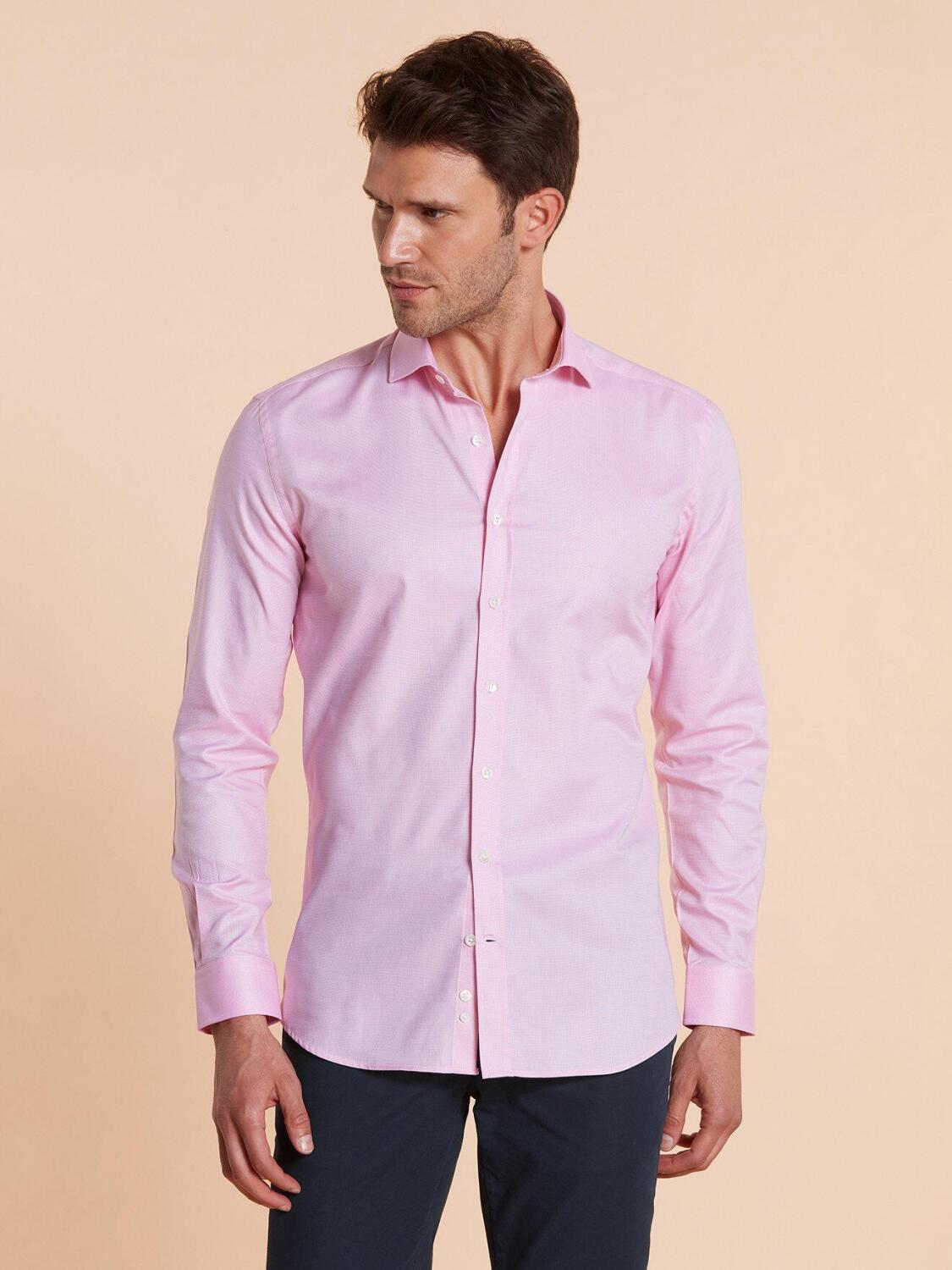 Chemise bio cintr&eacute;e en natt&eacute; rose