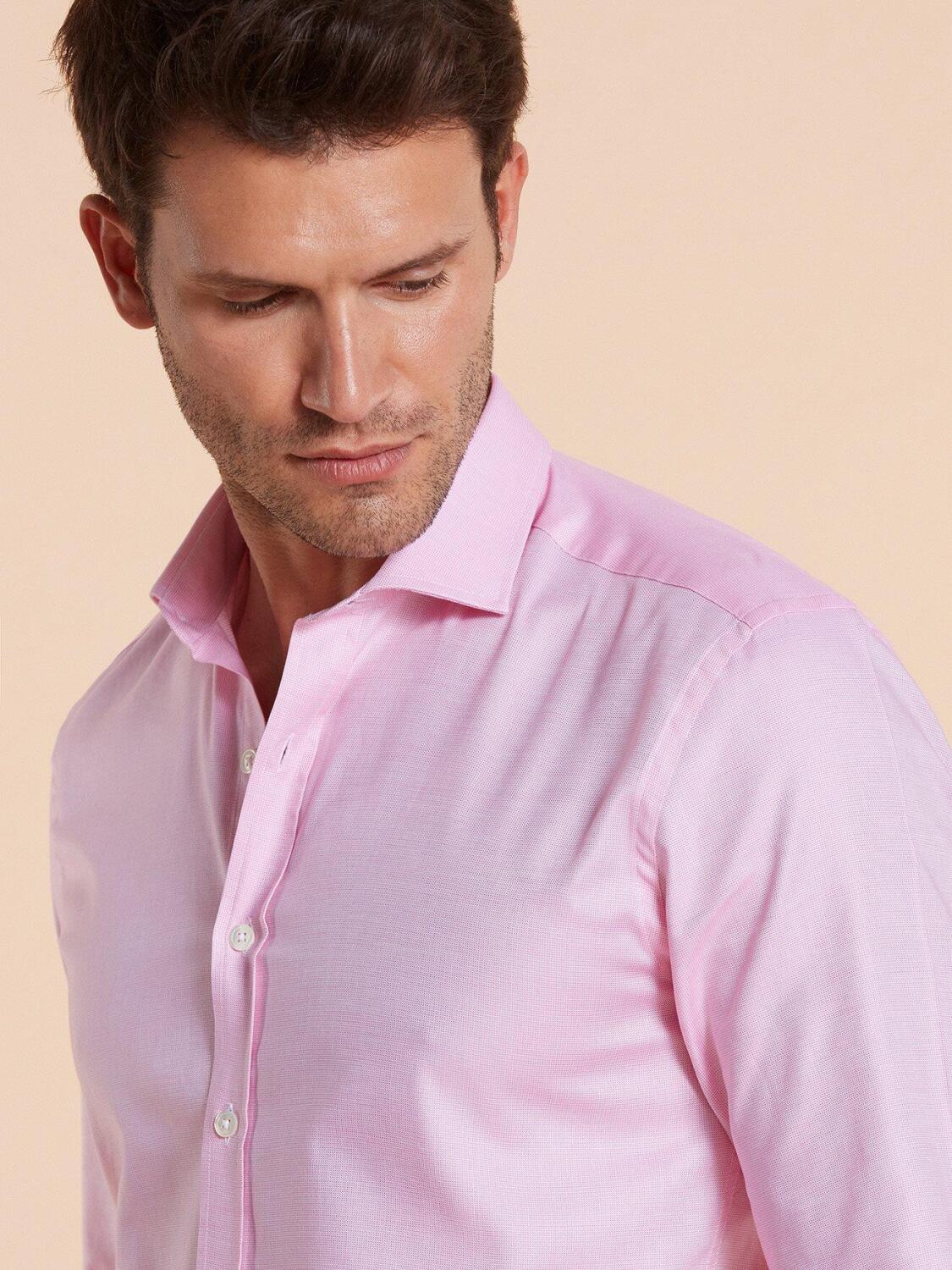 Chemise bio cintr&eacute;e en natt&eacute; rose