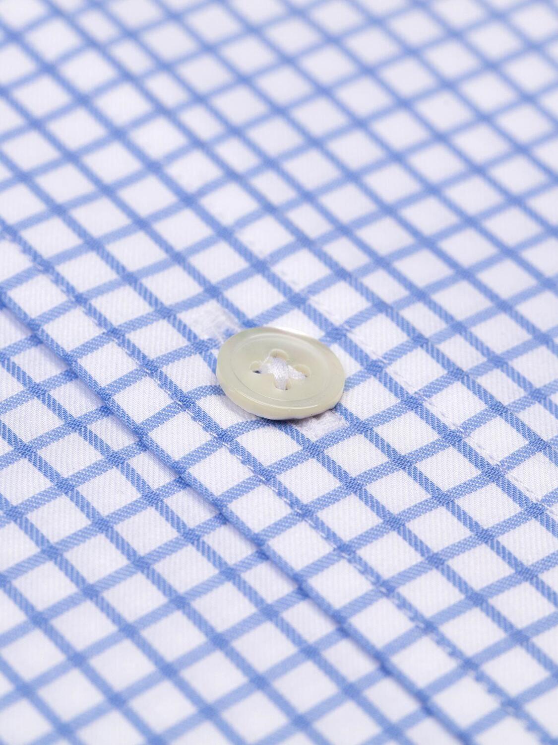 Chemise cintr&eacute;e bio Norm &agrave; carreaux ciel