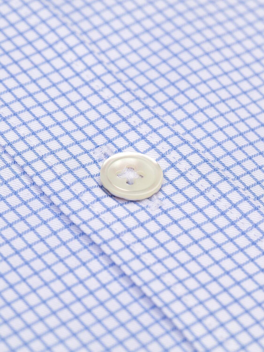 Chemise cintr&eacute;e bio Page &agrave; carreaux ciel