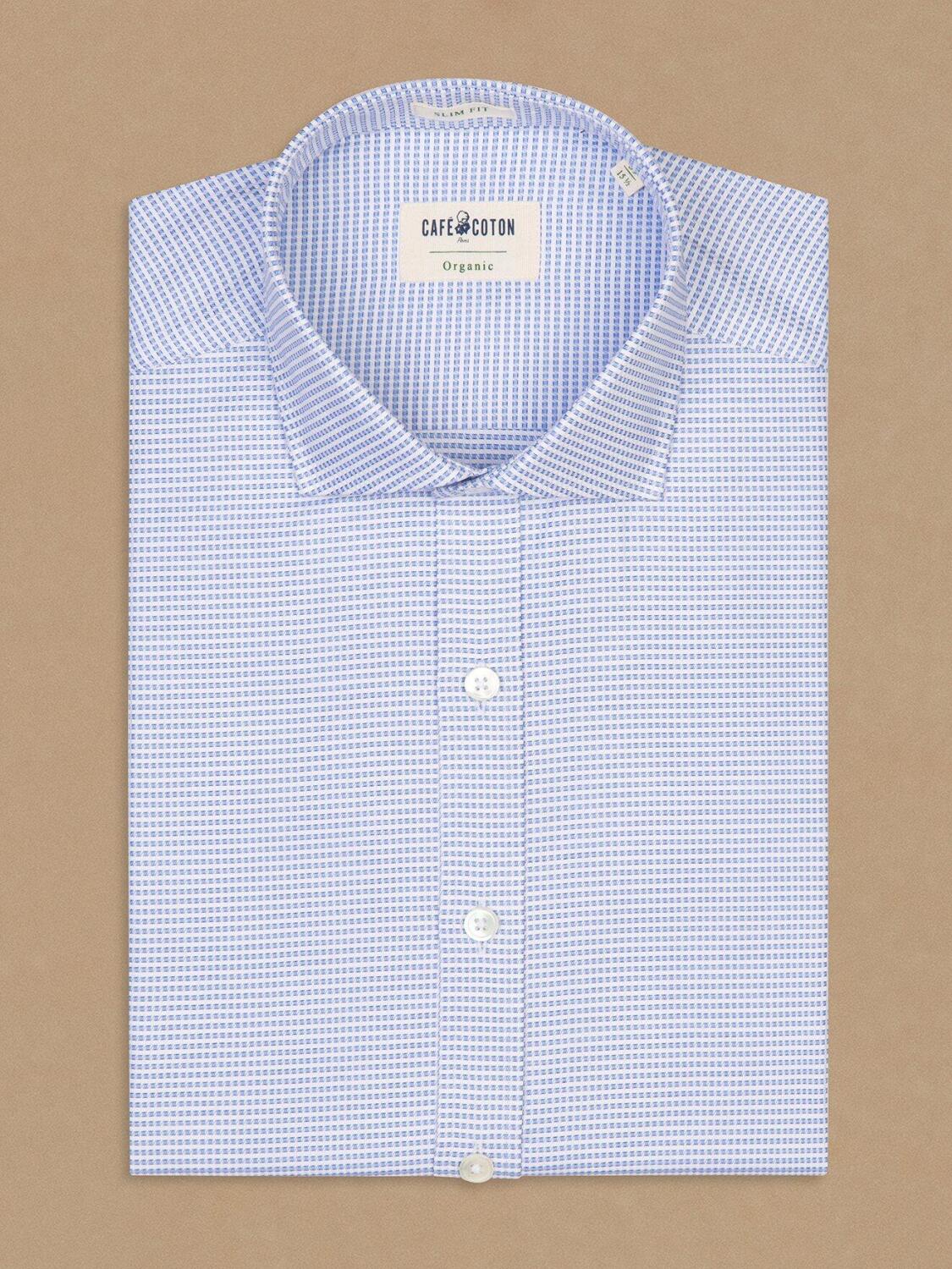 Chemise cintr&eacute;e bio Rhys en twill ciel