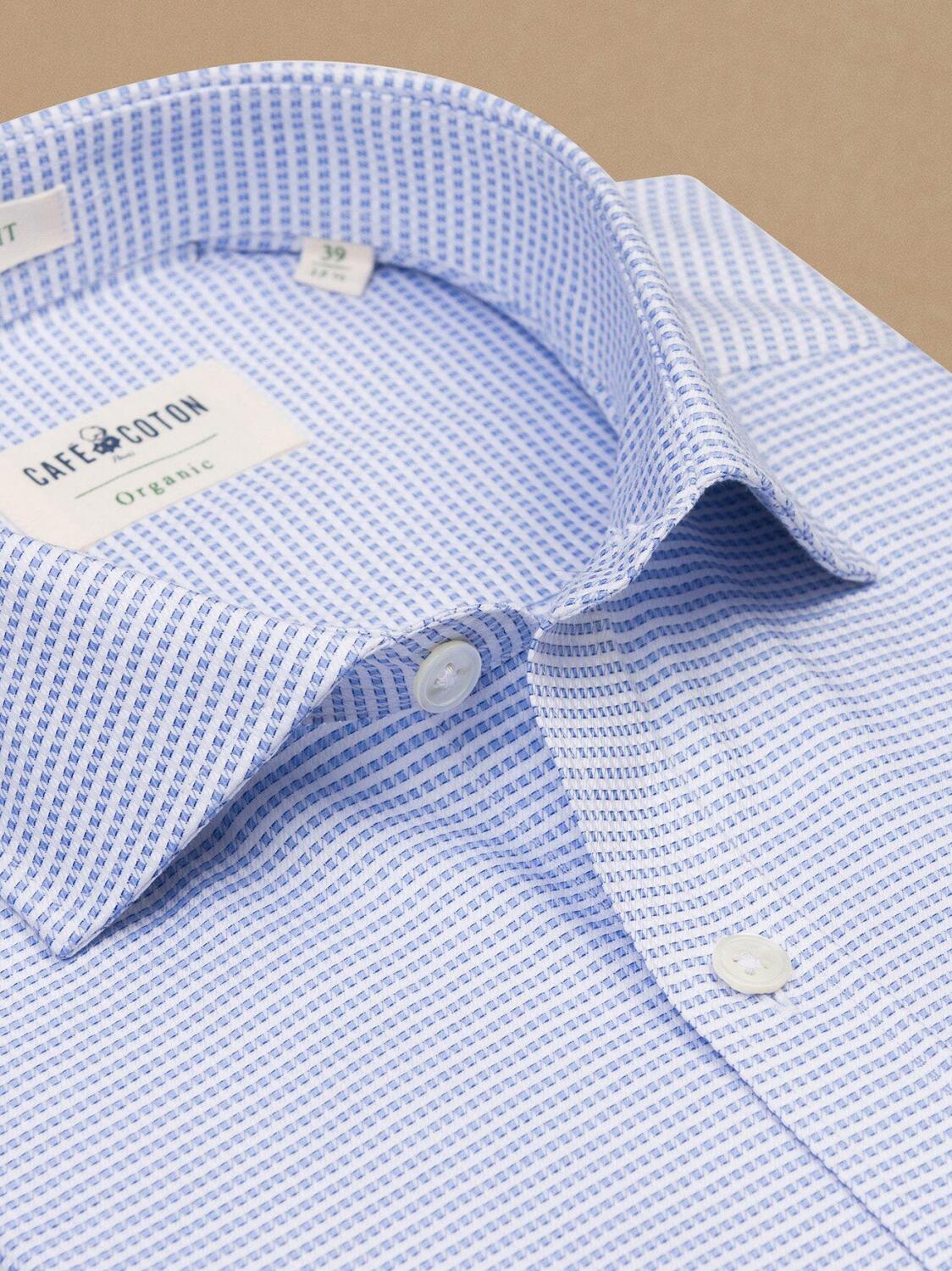 Chemise cintr&eacute;e bio Rhys en twill ciel