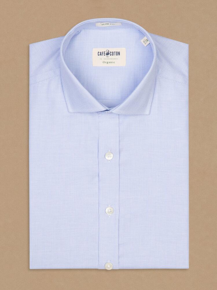 Chemise cintrée bio Rich en natté ciel