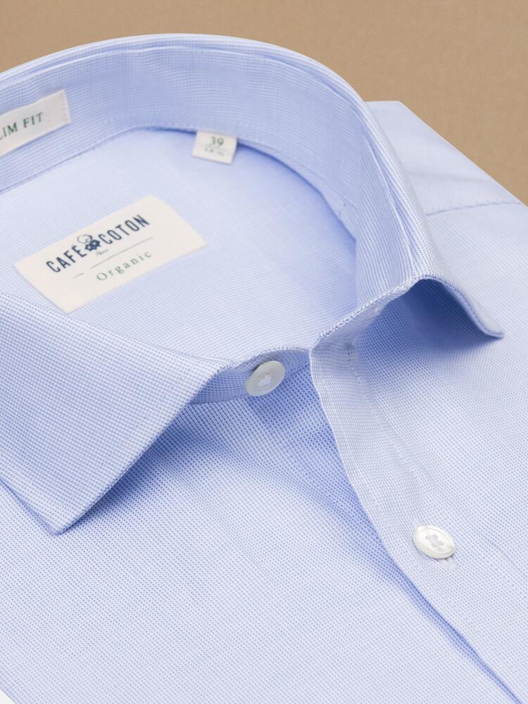 Chemise cintrée bio Rich en natté ciel