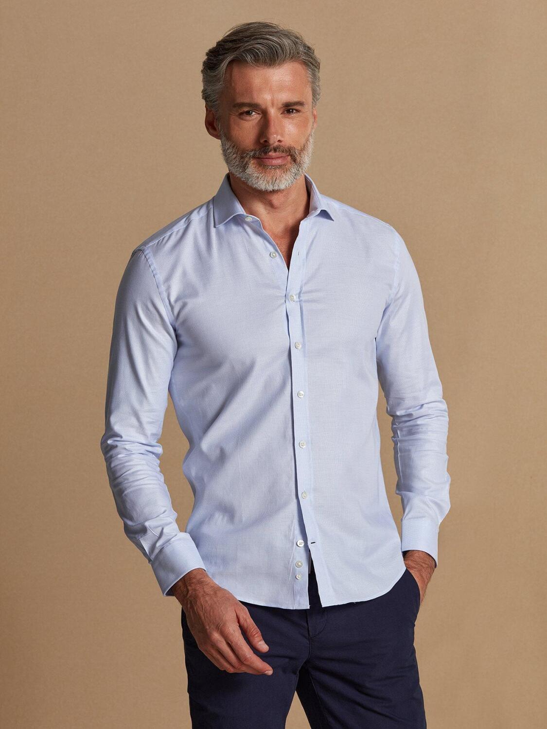 Chemise cintr&eacute;e bio Rich en natt&eacute; ciel