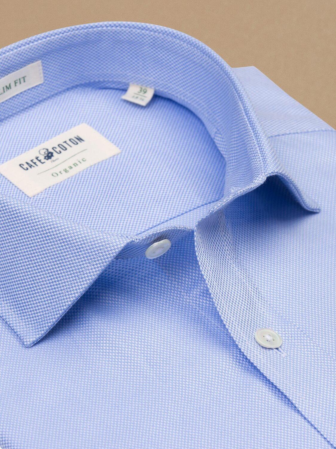 Chemise cintr&eacute;e bio Ronny en chevron ciel