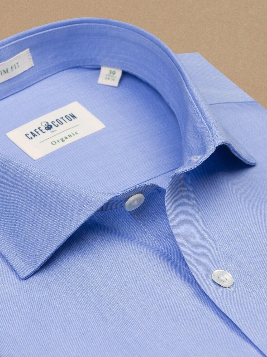 Chemise cintrée bio Shanon en popeline ciel