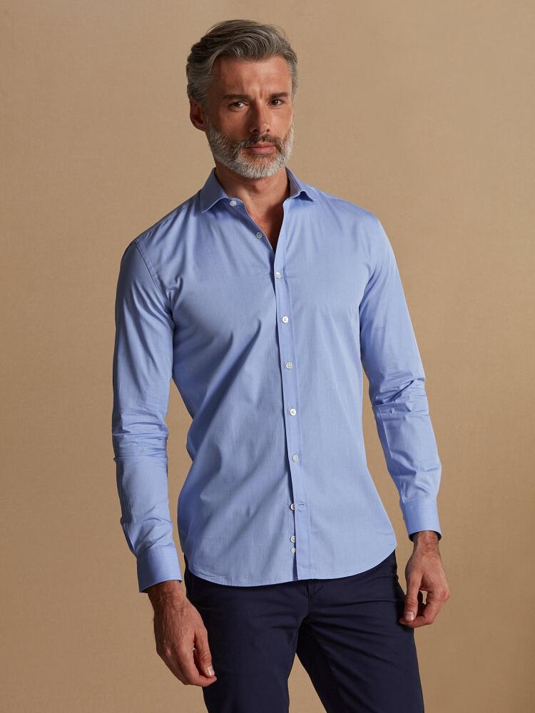 Chemise cintrée bio Shanon en popeline ciel