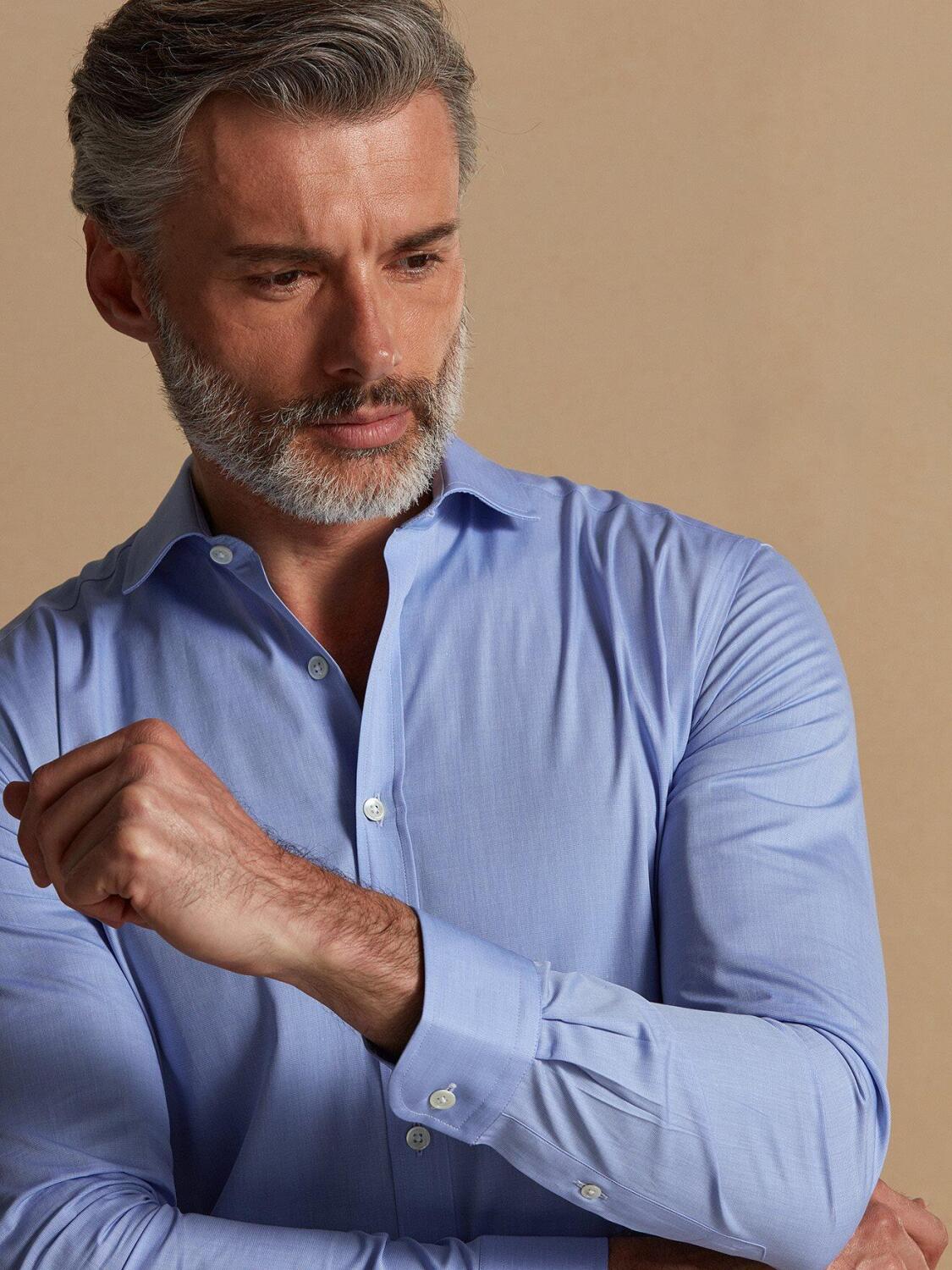 Chemise cintrée bio Shanon en popeline ciel