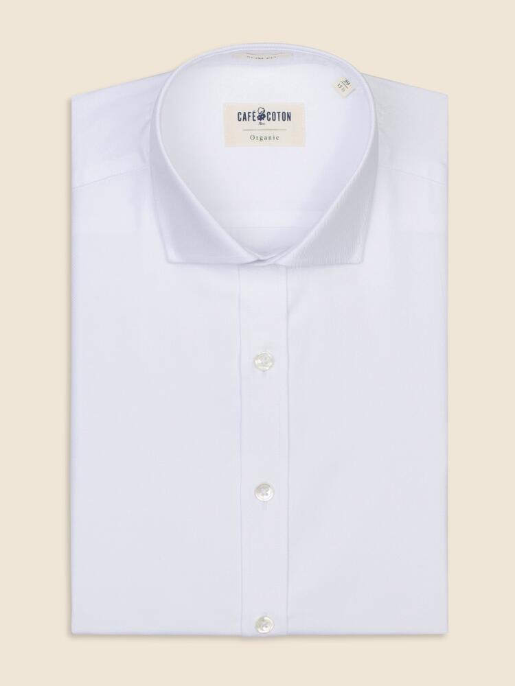 White organic twill slim shirt