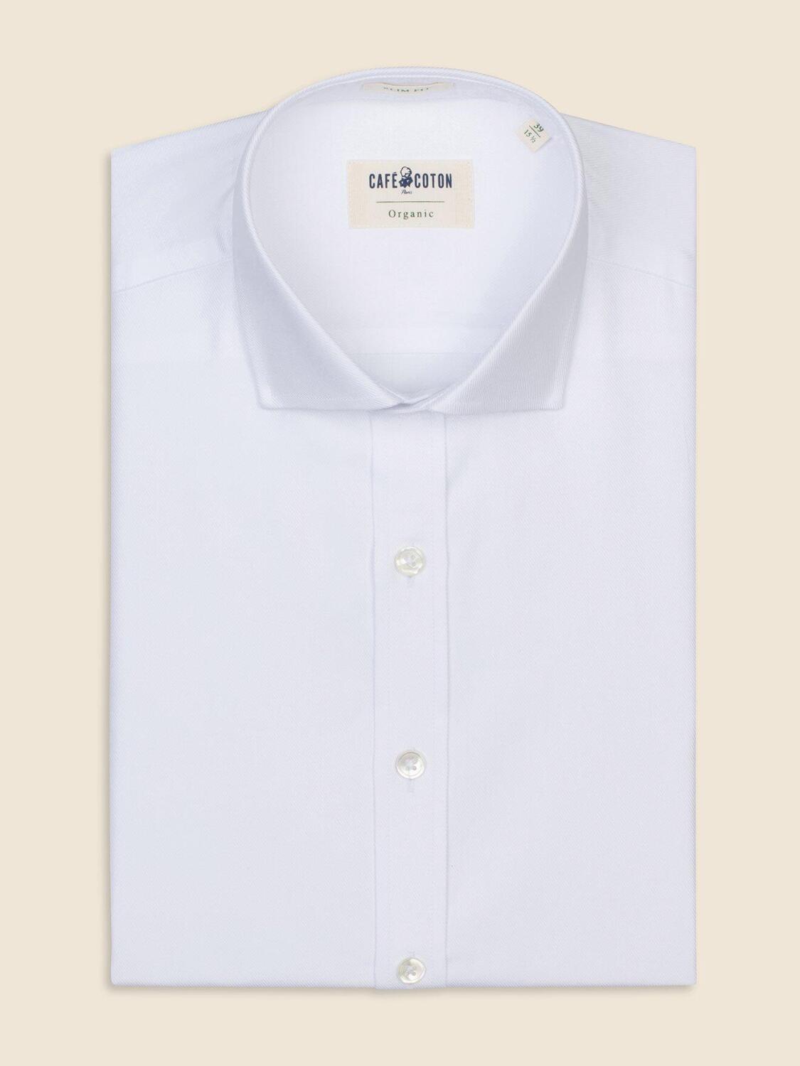 Chemise bio cintr&eacute;e en twill blanc