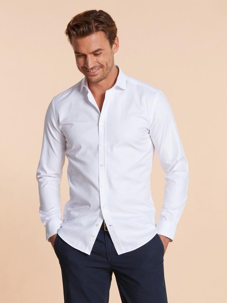 White organic twill slim shirt