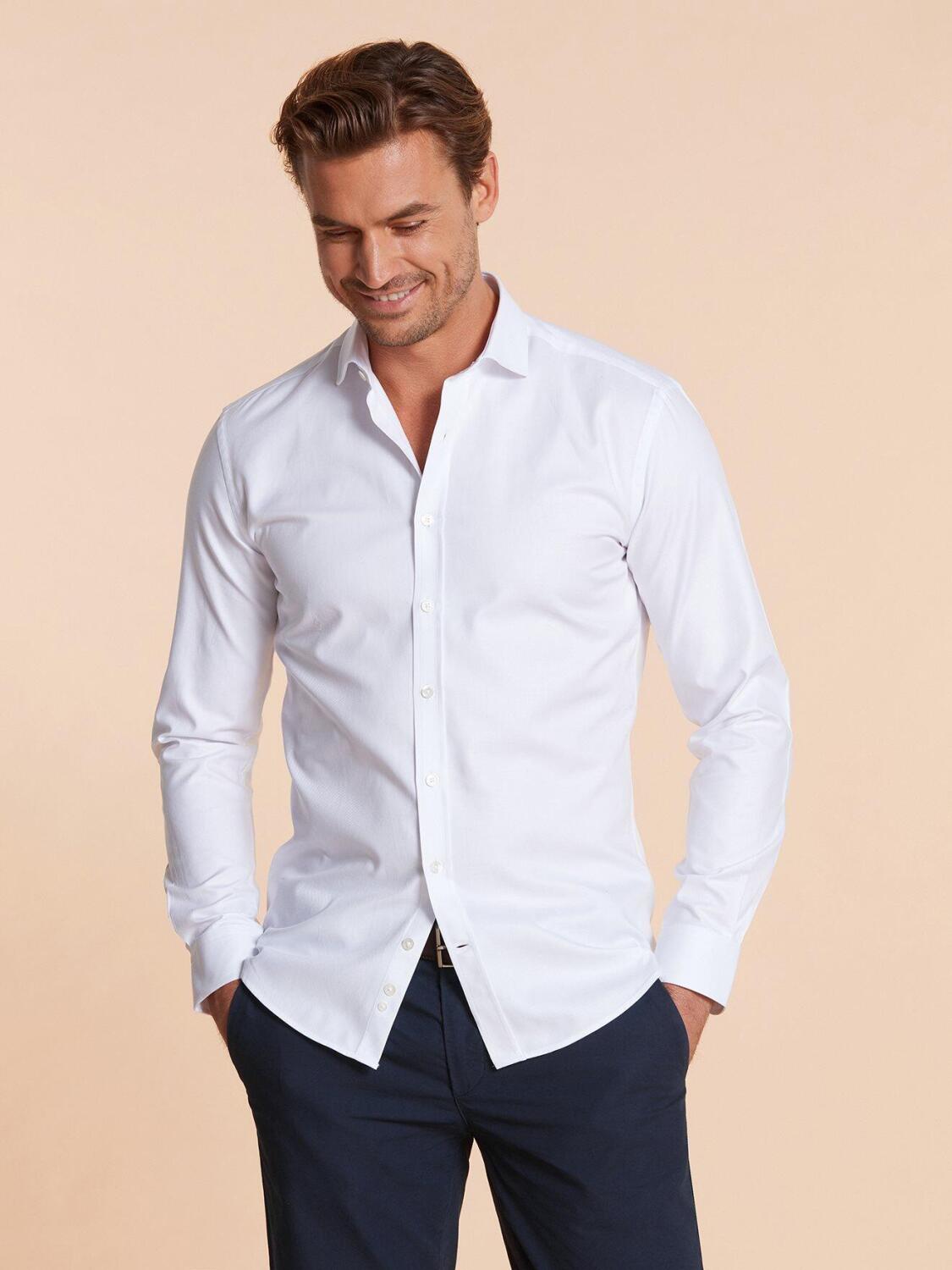 Chemise bio cintr&eacute;e en twill blanc