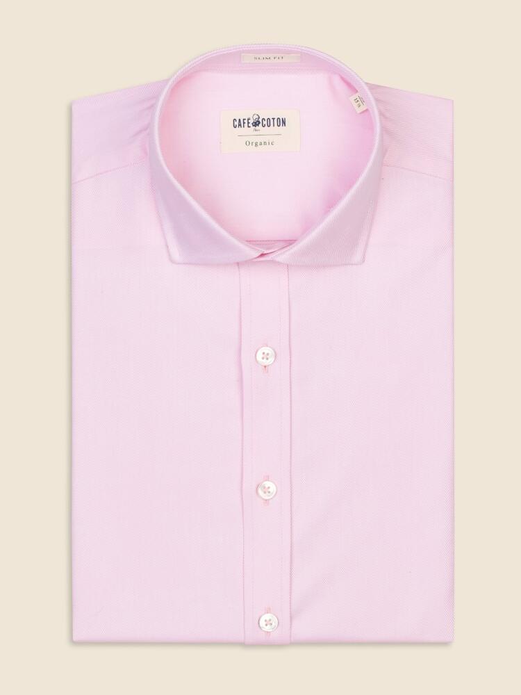 Chemise bio cintrée en twill rose