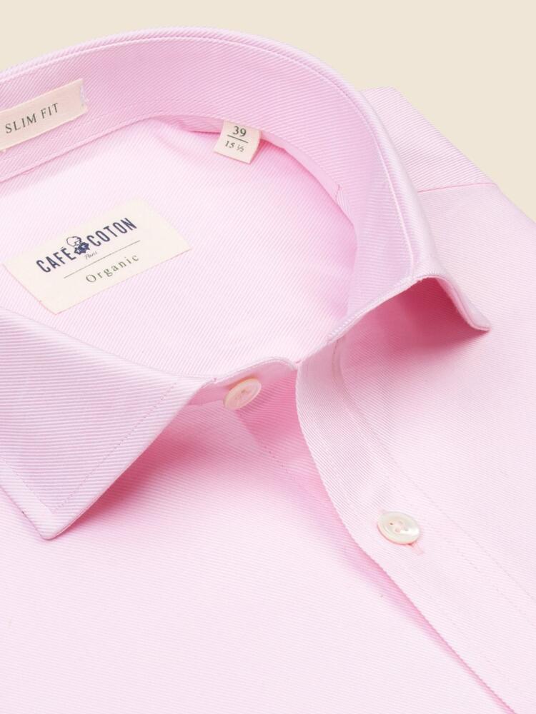 Pink twill slim fit shirt