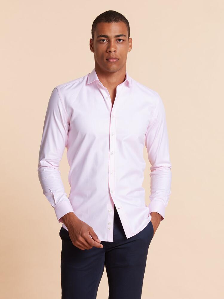 Chemise bio cintrée en twill rose