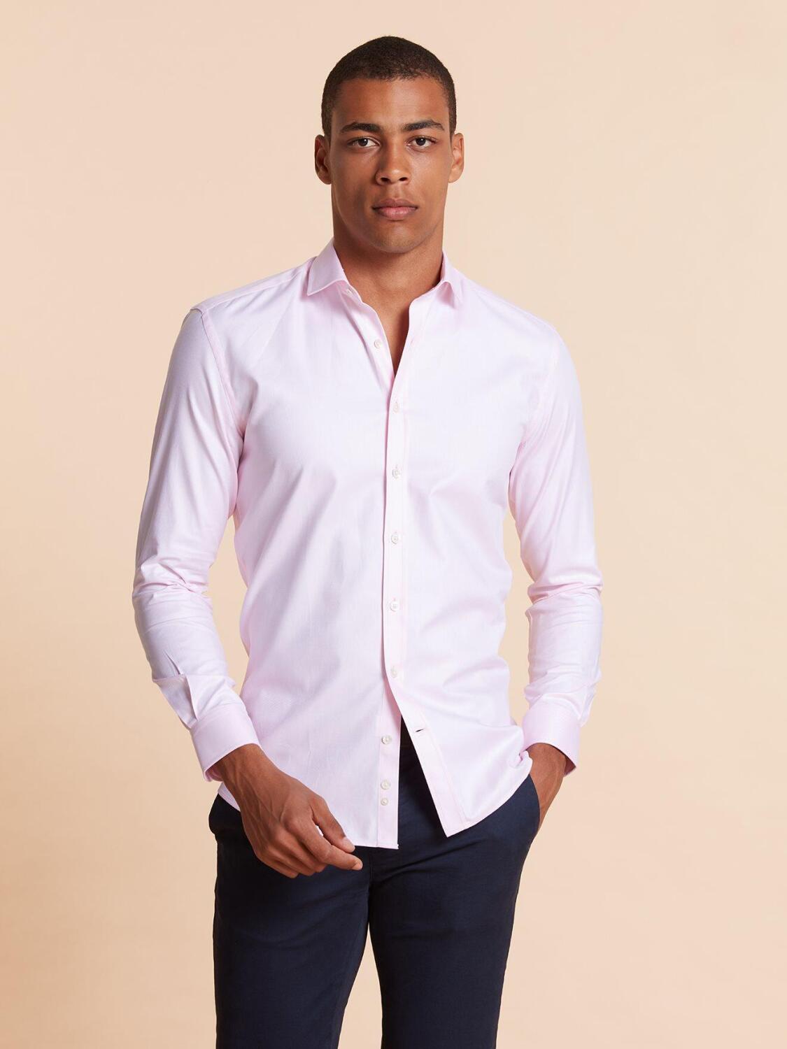 Chemise bio cintr&eacute;e en twill rose
