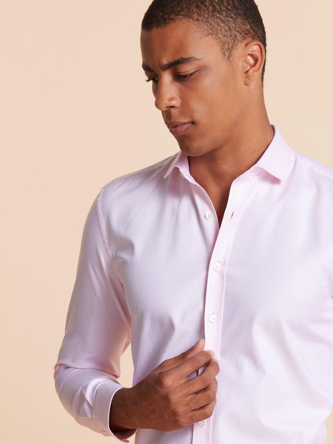 Chemise bio cintr&eacute;e en twill rose