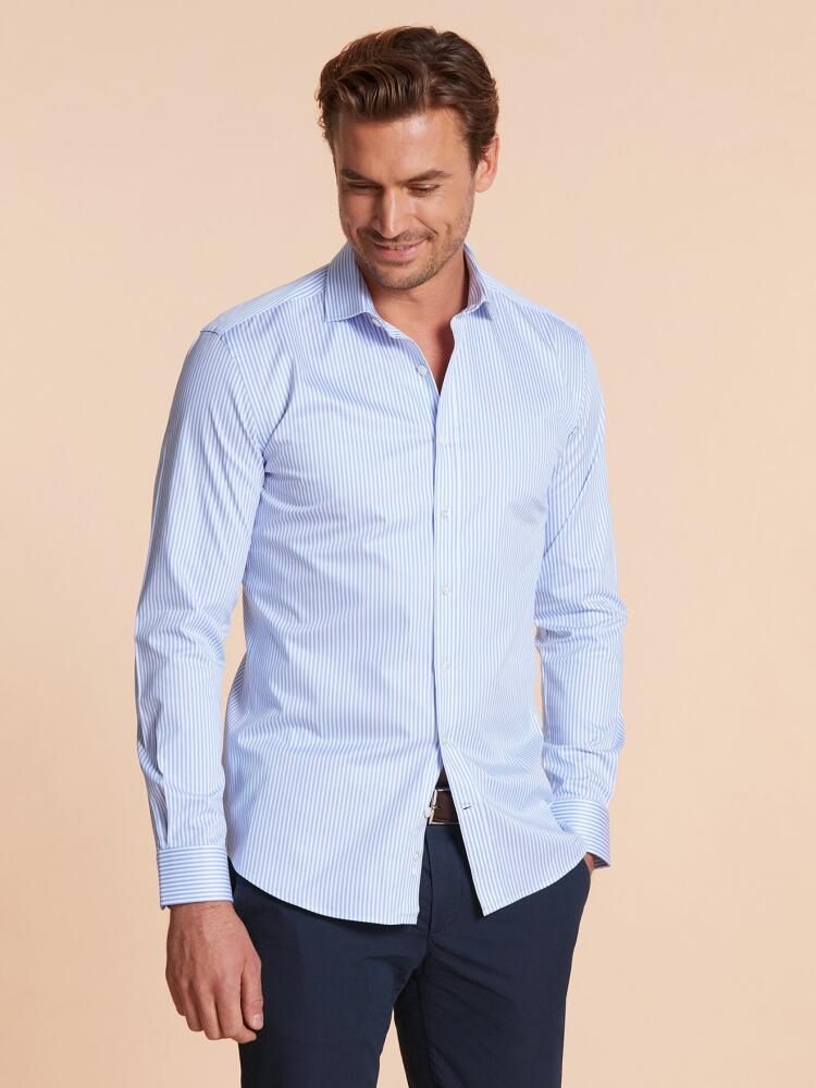 Blue sky stripes organic twill slim shirt