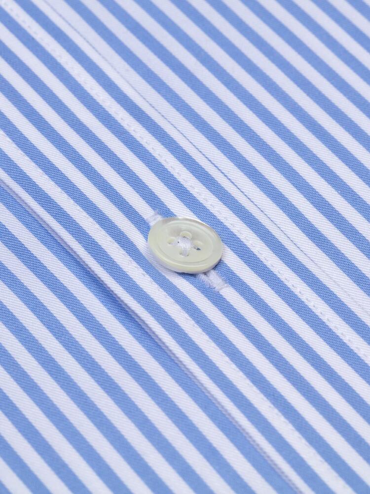 Blue sky stripes organic twill slim shirt