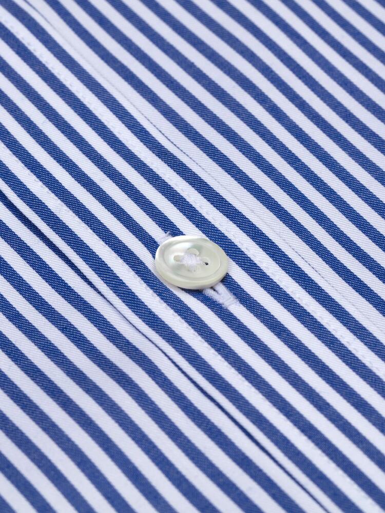 Navy stripes organic twill slim shirt