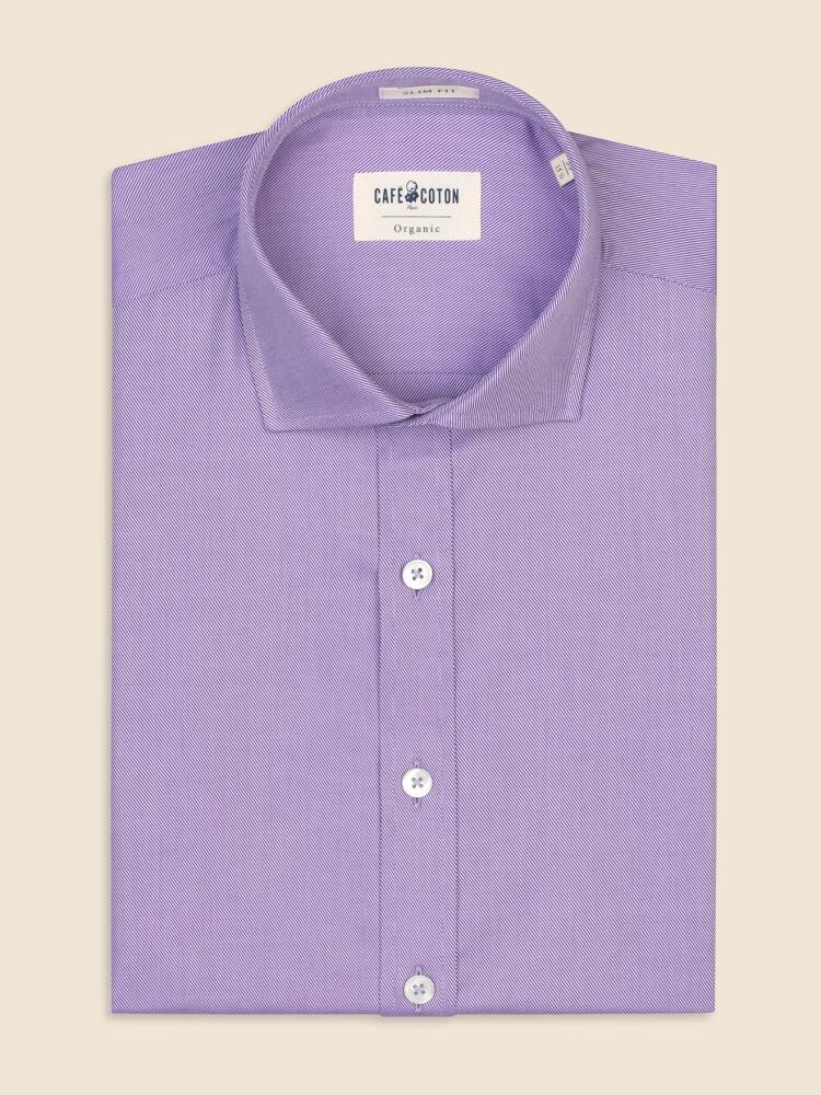 Lilac twill slim fit shirt