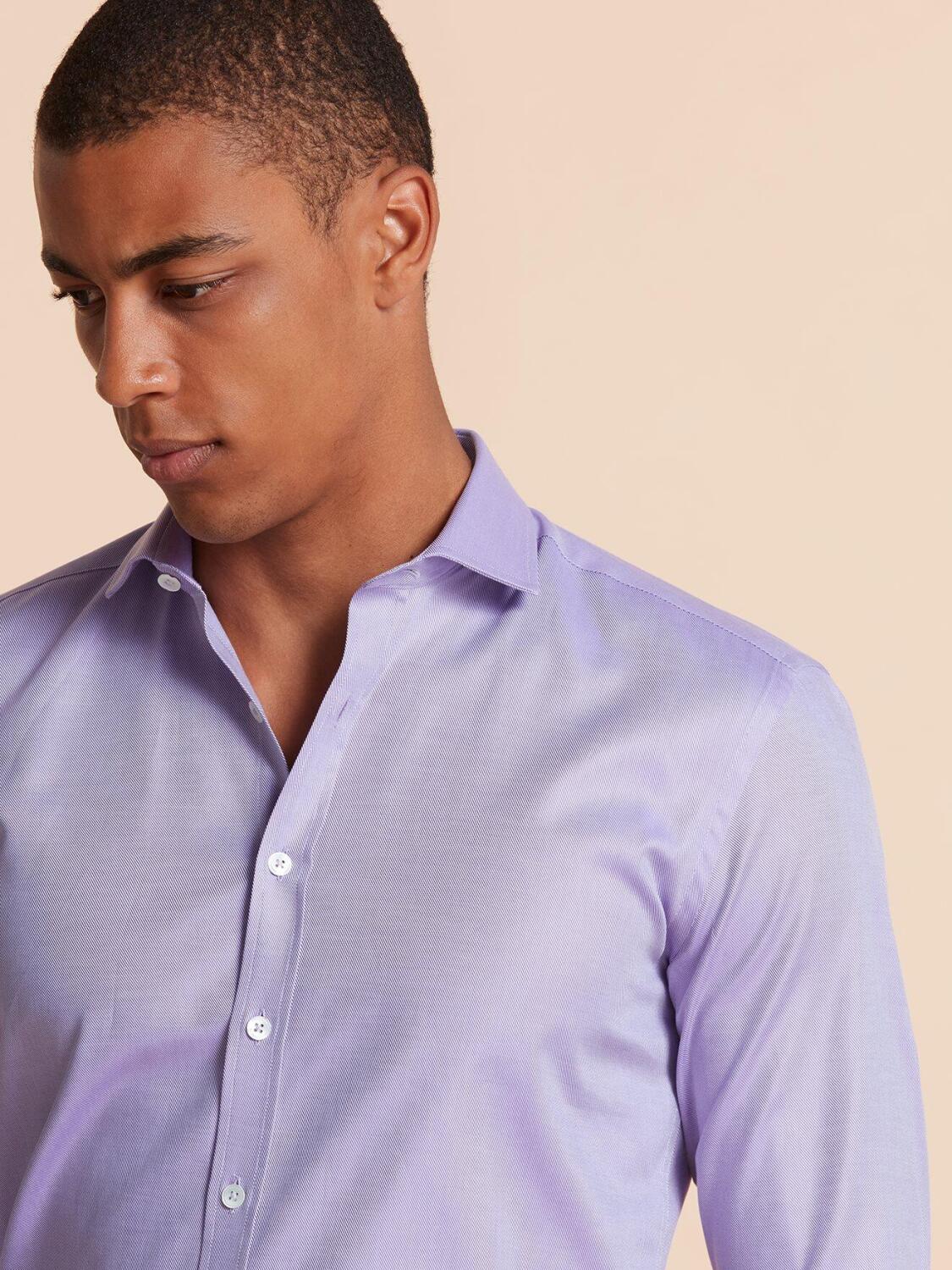 Chemise bio cintr&eacute;e en twill parme