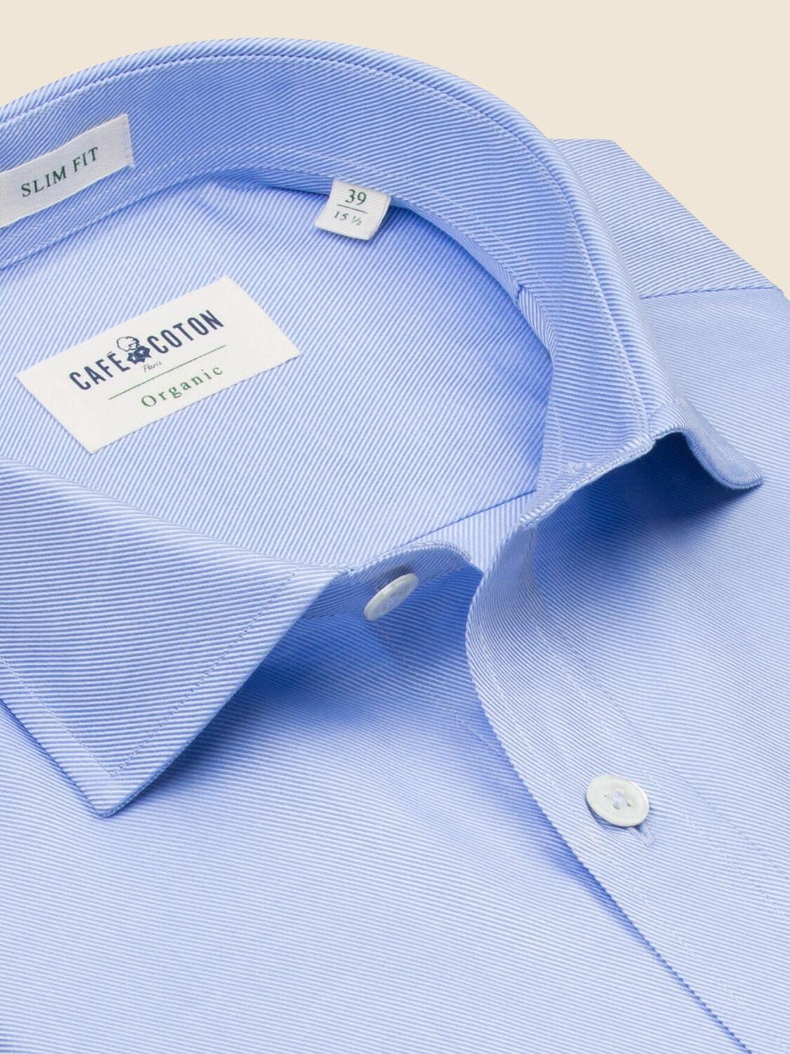 Chemise bio cintr&eacute;e en twill ciel