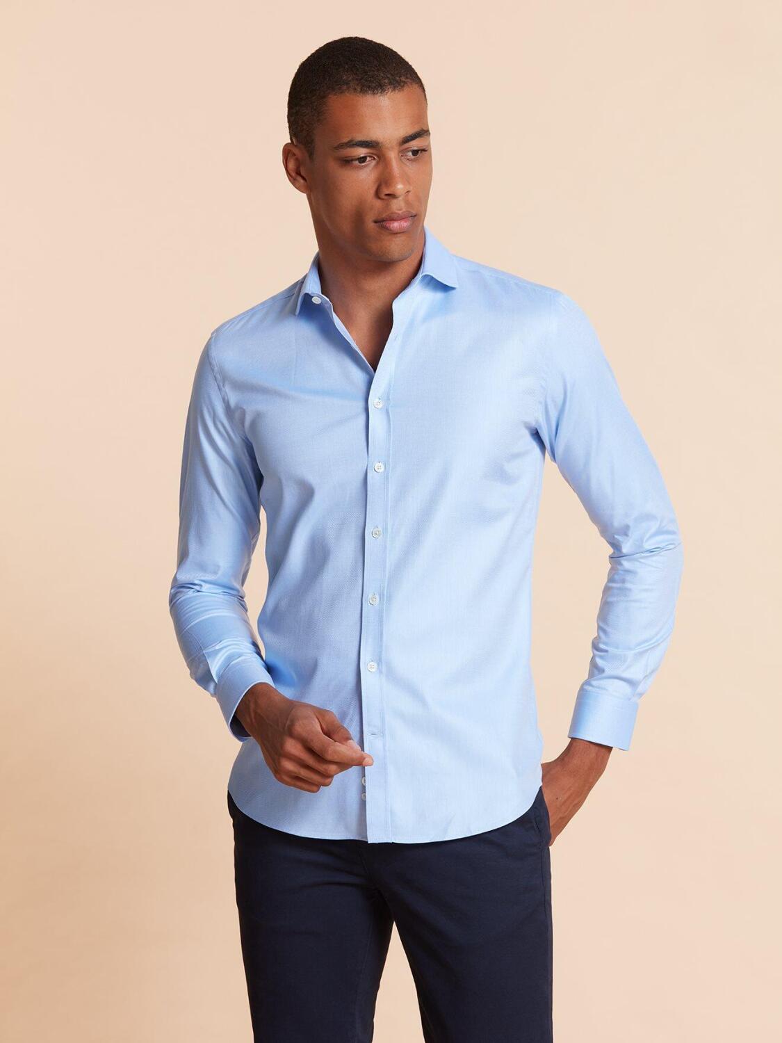 Chemise bio cintr&eacute;e en twill ciel