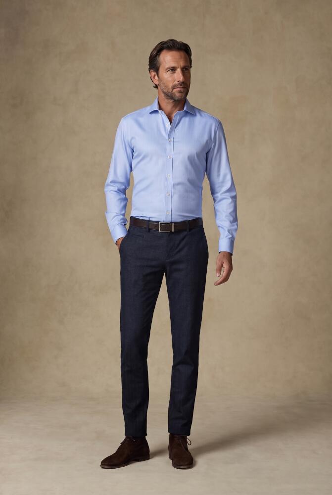 Chemise non-iron en chevron ciel
