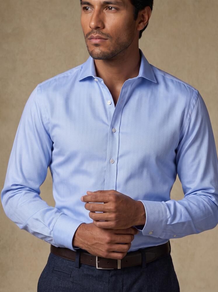 Chemise non-iron en chevron ciel