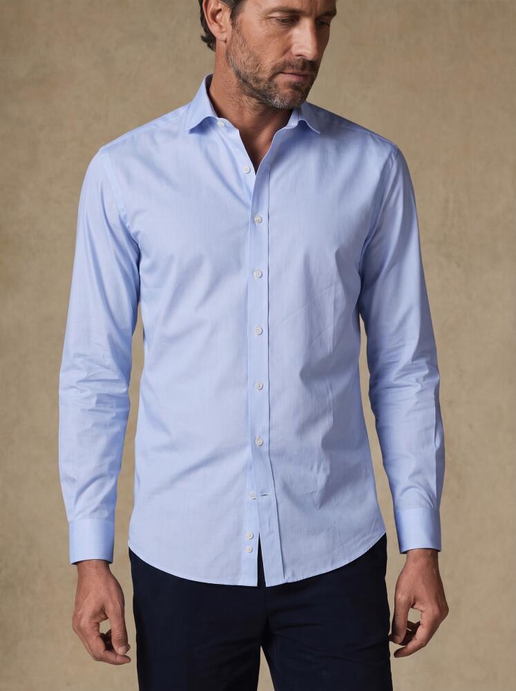 Chemise non-iron en mille raies ciel