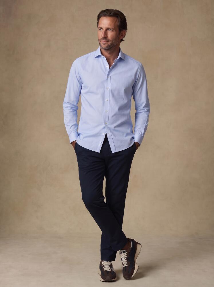 Chemise non-iron en mille raies ciel