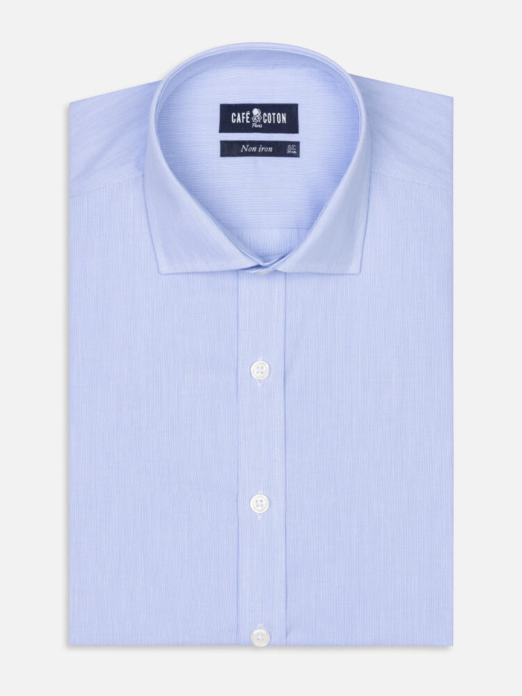 Chemise non-iron en mille raies ciel