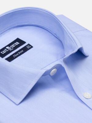 Chemise non-iron en mille raies ciel