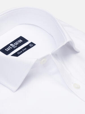 Chemise non-iron en oxford blanc