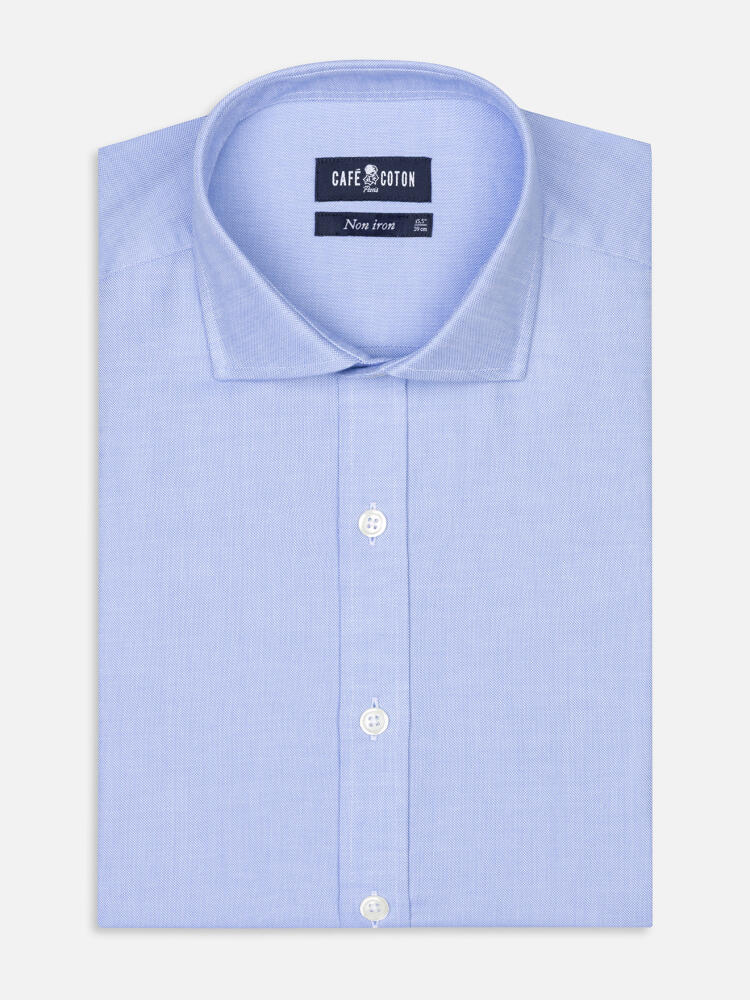 Chemise non-iron en oxford ciel
