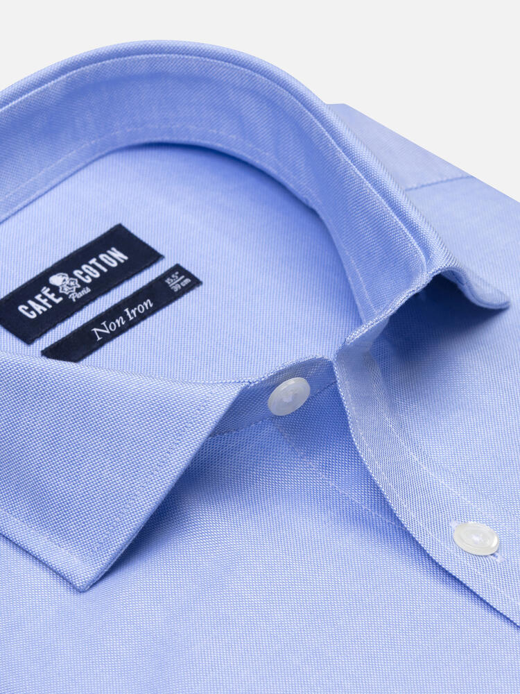 Chemise non-iron en oxford ciel