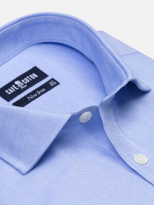 Chemise non-iron en oxford ciel