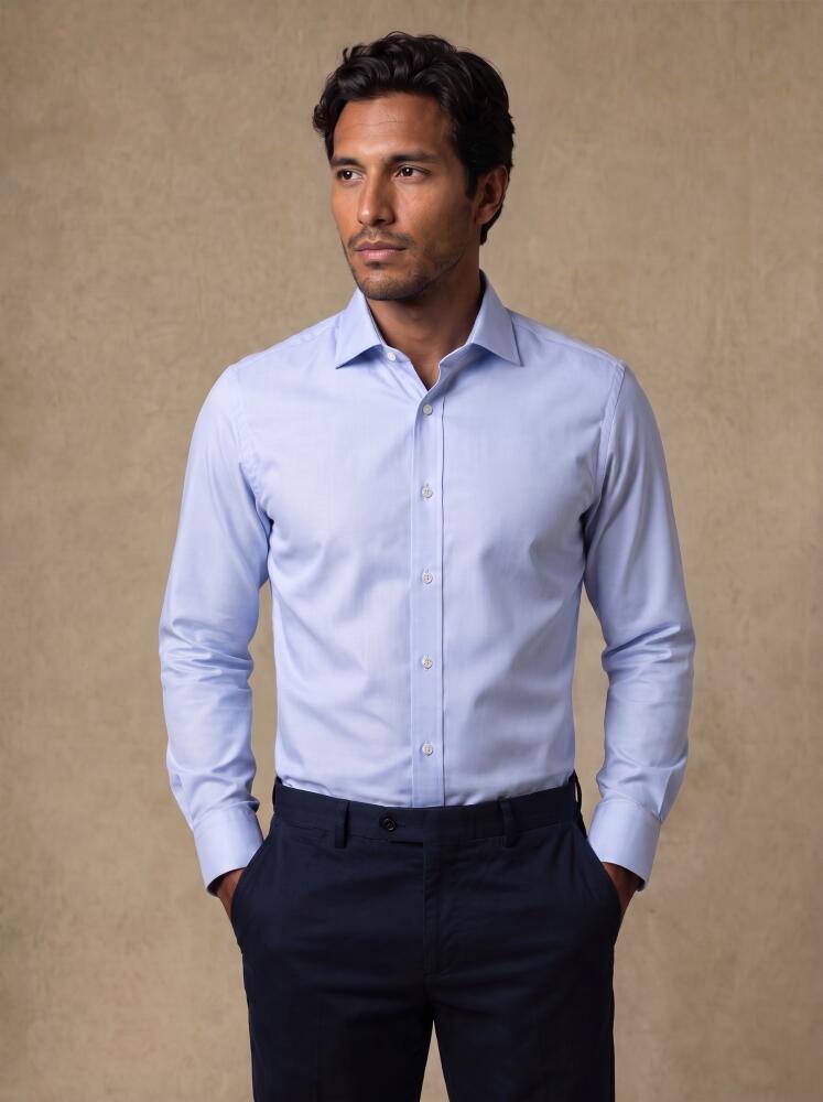Chemise non-iron en pin point ciel