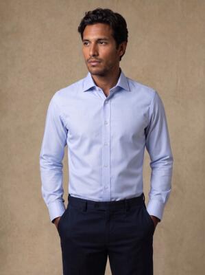 Chemise non-iron en pin point ciel