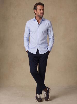 Chemise non-iron en pin point ciel