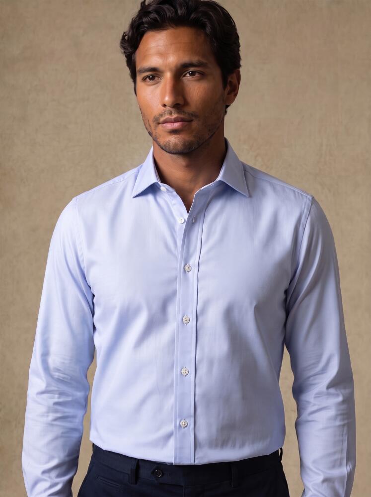 Chemise non-iron en pin point ciel