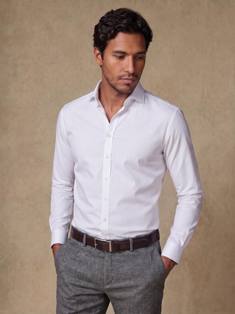 Chemise non-iron en popeline blanche