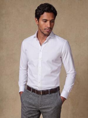 Chemise non-iron en popeline blanche