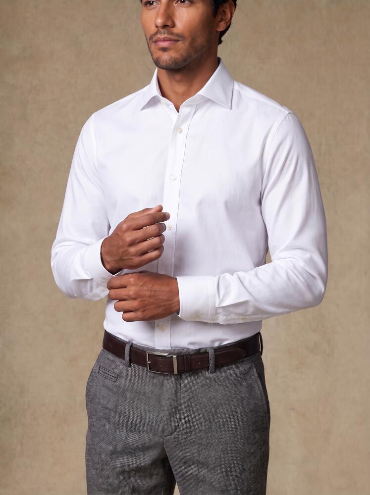 Chemise non-iron en popeline blanche