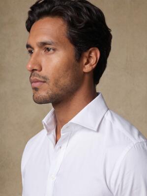 Chemise non-iron en popeline blanche