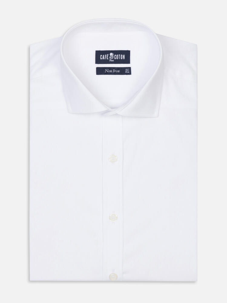 Chemise non-iron en popeline blanche