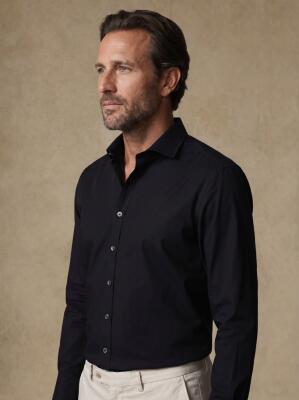 Chemise non-iron en popeline noire
