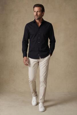 Chemise non-iron en popeline noire